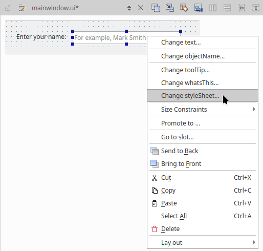 Editing a form in Qt Widgets Designer