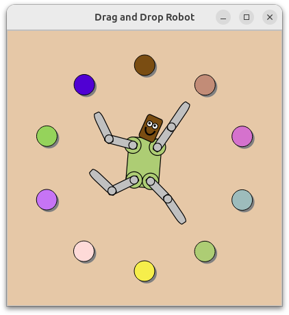 Application of a robot that responds to drag and drop events