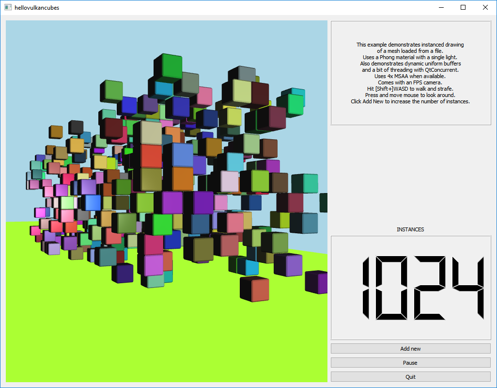 Screenshot of example demonstrating instanced drawing of mesh from a file