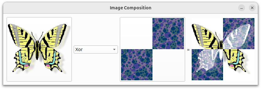 Application that combines two images using composition modes