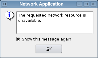 Dialog with a network-related error message