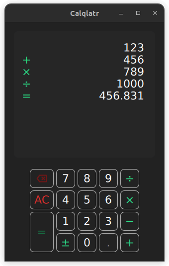 The calculator example UI