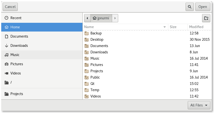 The folder dialog type allow dialogs to copy the native look and feel of the platform