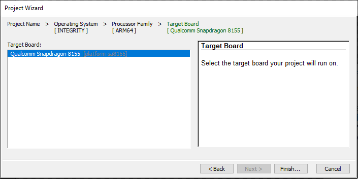 Qualcom board creation window dialog.