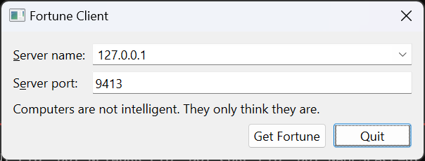 Screenshot of the Fortune Client example