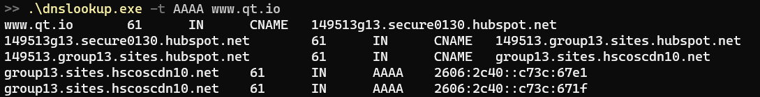 {To perform a lookup, specify a host name and a type, then invoke the Q Dns Lookup lookup slot.}