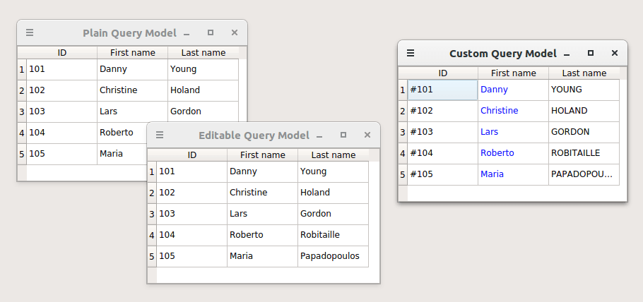 {The user can create different query models, from a Plain Query Model, to models that can be edited and customized further}