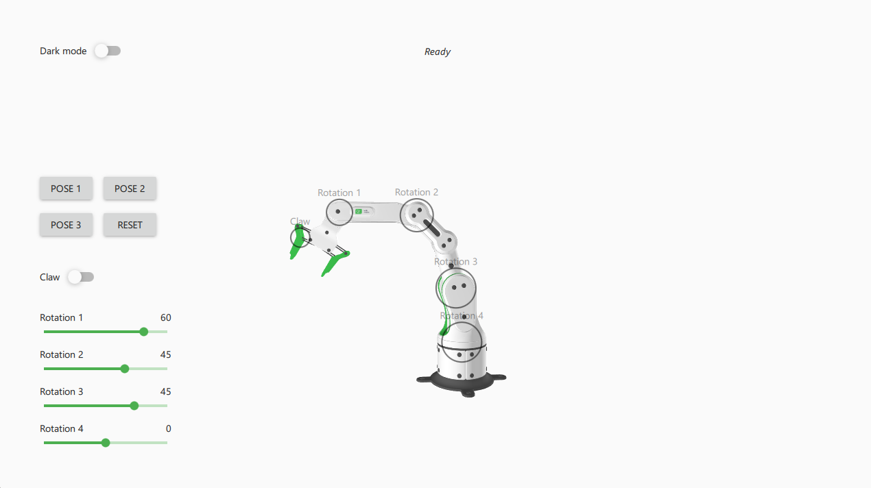 {A robot arm with GUI controls}